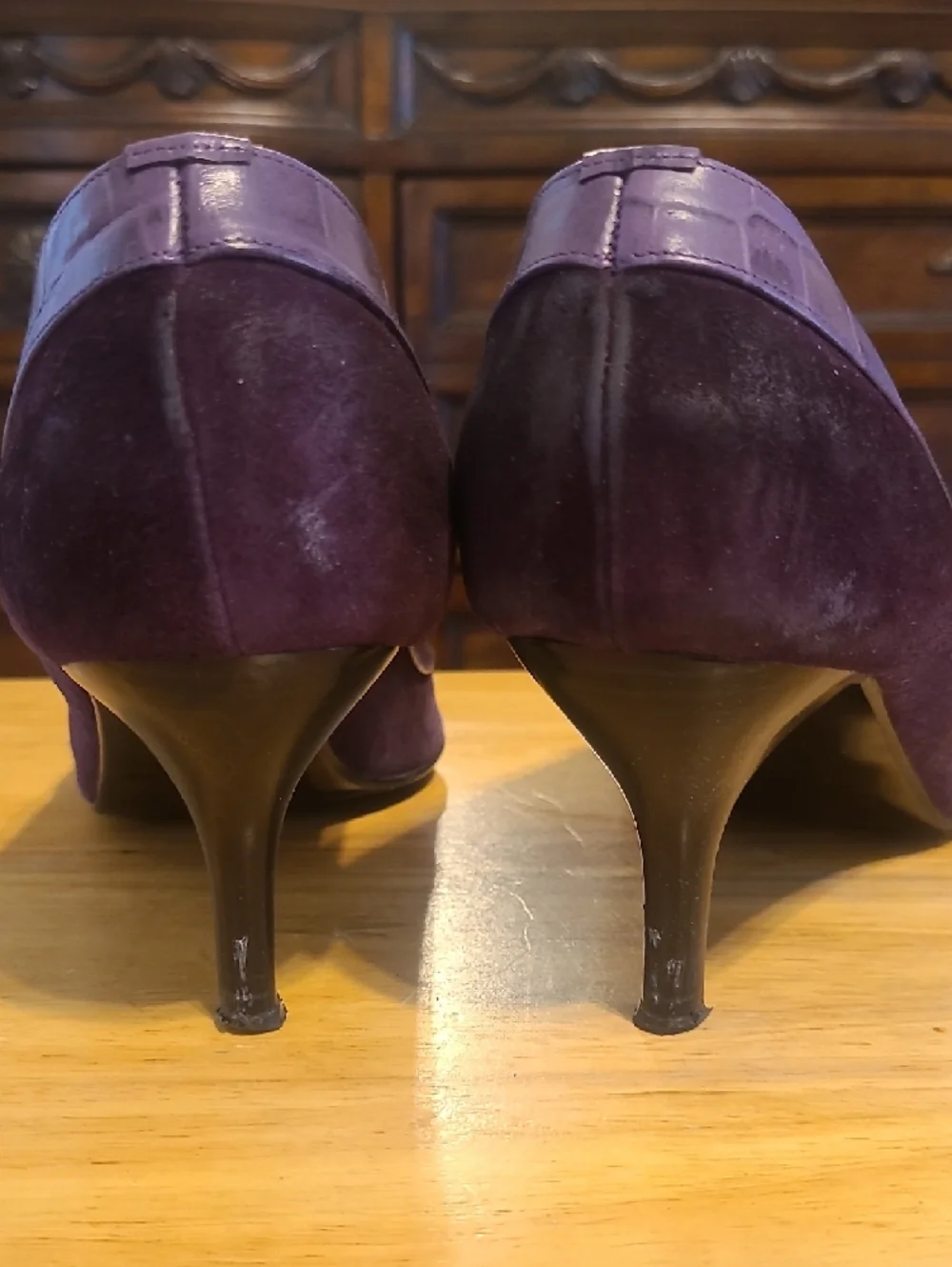 Vintage Casual Corner Women’s Purple Peep-Toe Heels with Bow